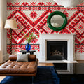 Pixel Embroidery Red Mural Wallpaper - room preview 05