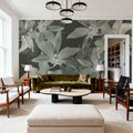 Big Orchids Green Mural Wallpaper - room preview 05