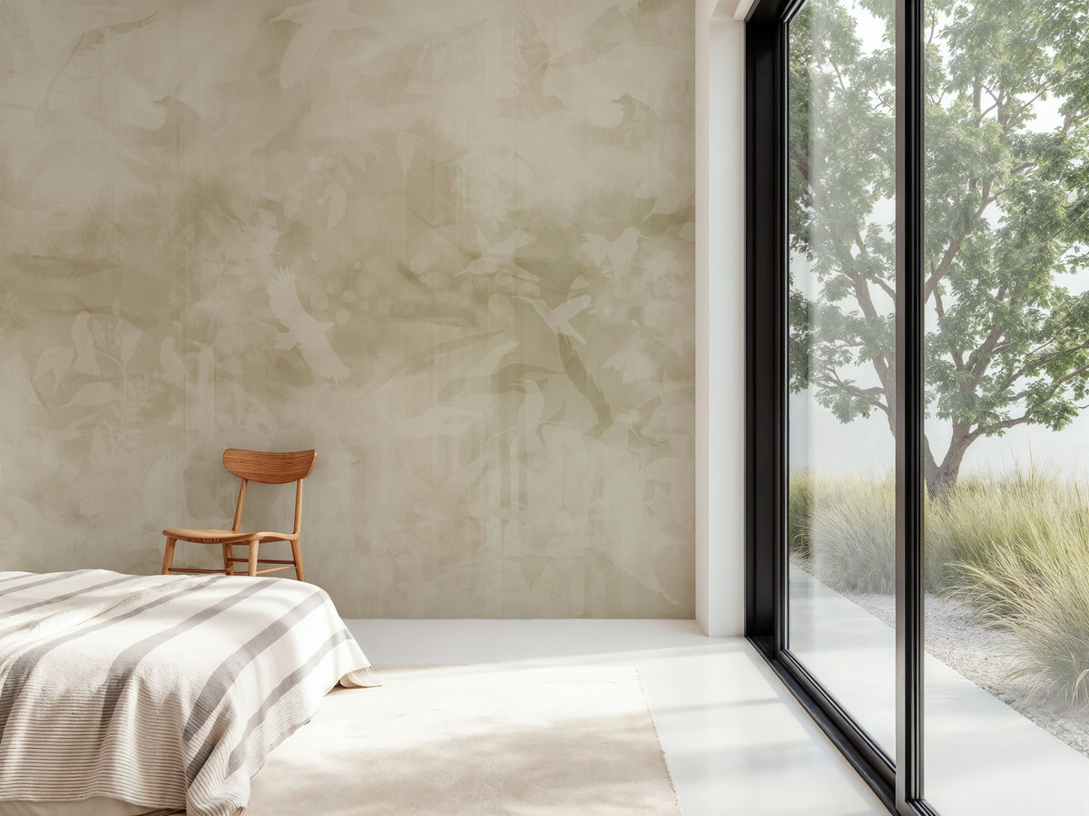 Birds of Freedom Yellowish Mural Wallpaper - room preview 05