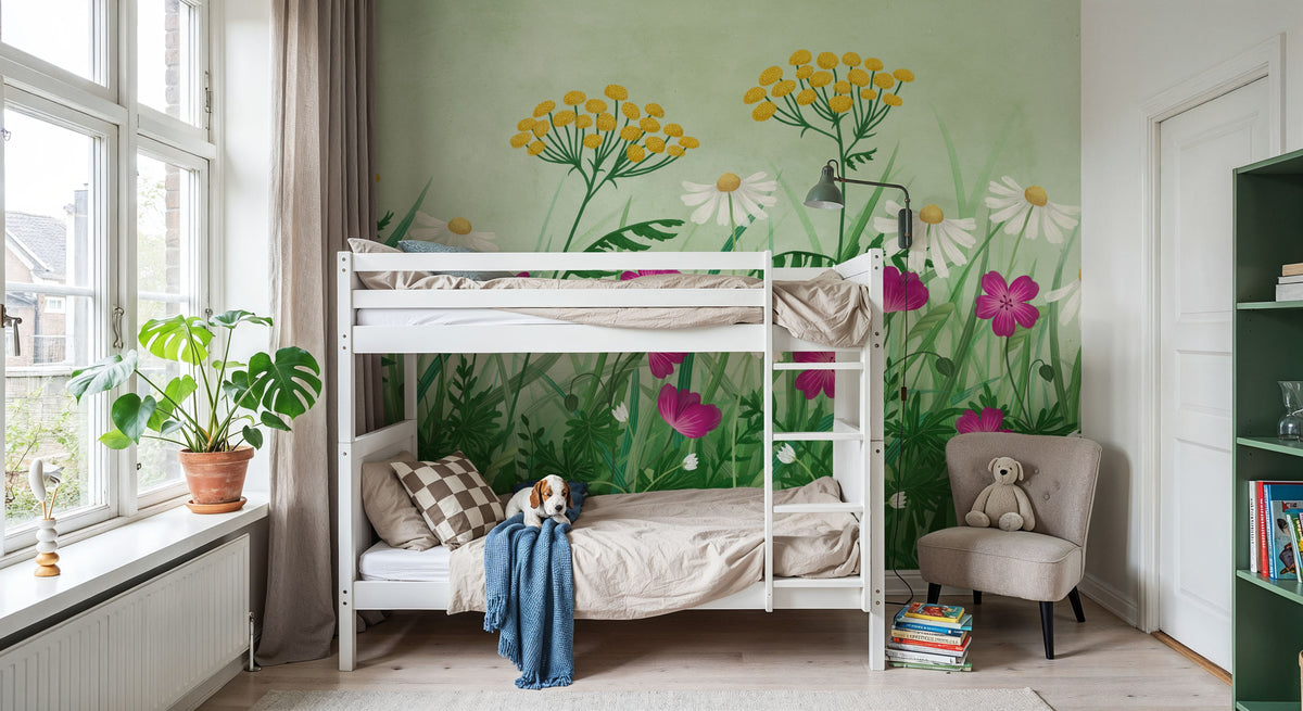 Geranium Meadow, Green Mural Wallpaper - room preview 05