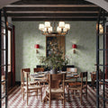 Kala Flowers Green on White Mural Wallpaper - room preview 05