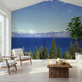 Mountain Lake Reflection Blue Mural Wallpaper - room preview 05