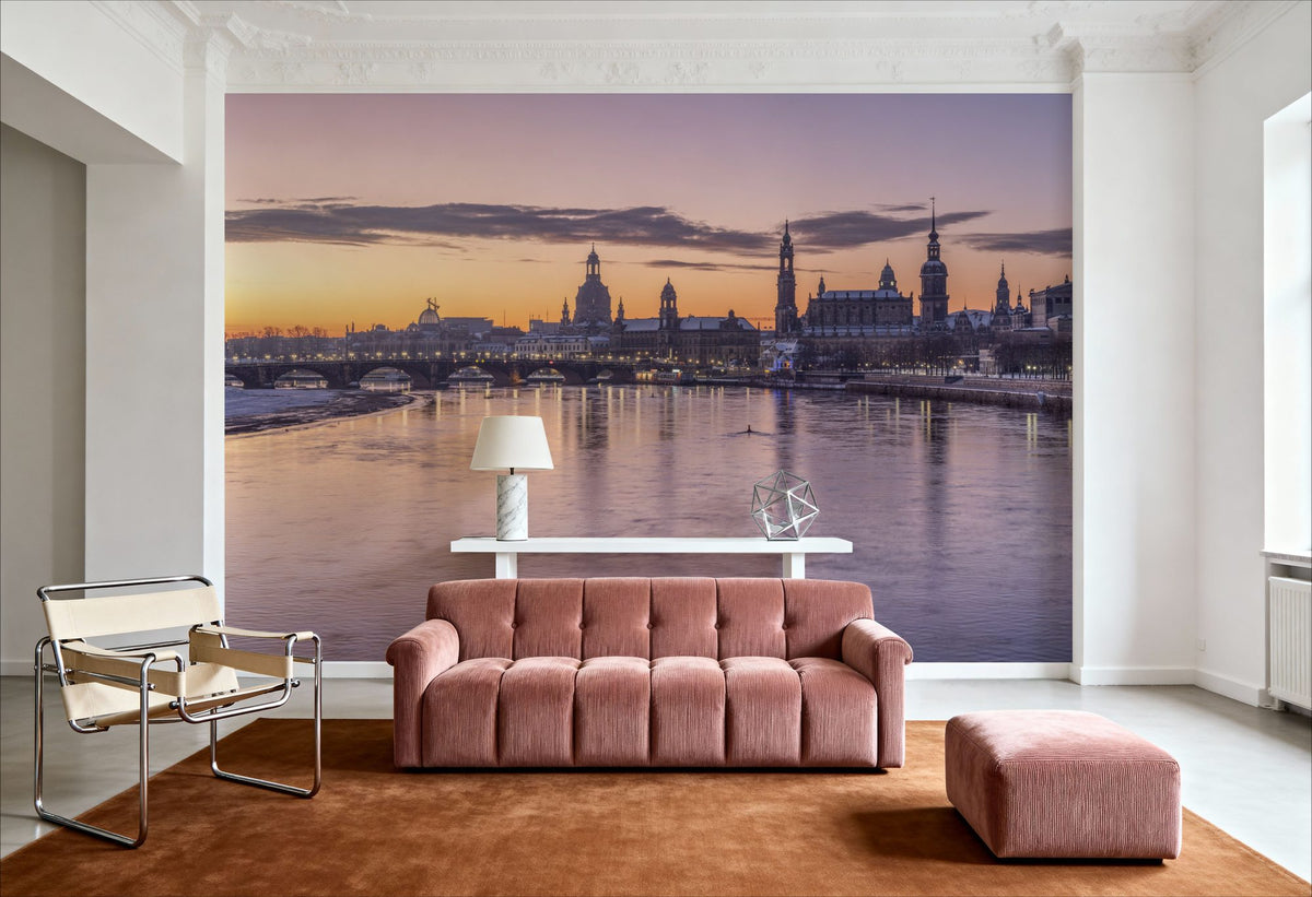 Twilight Bridge Reflection Mural Wallpaper - room preview 05