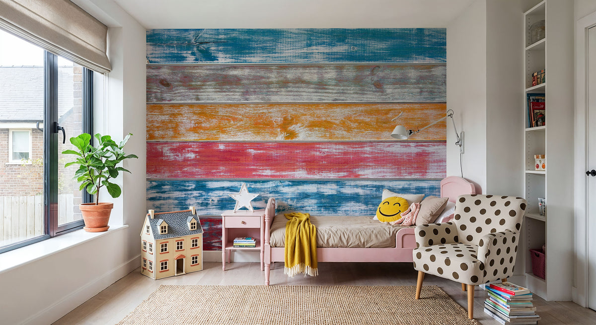 Mexican Wood Washed Mural Wallpaper - room preview 05