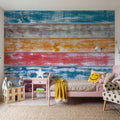 Mexican Wood Washed Mural Wallpaper - room preview 05