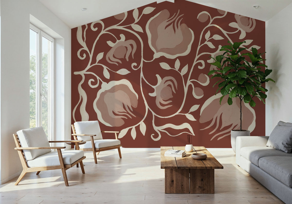 Illuminated Floral I Mural Wallpaper - room preview 05