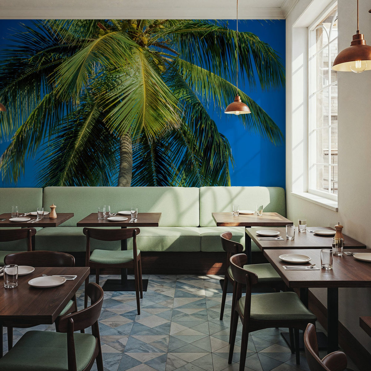 Azure Palms Vertical Mural Wallpaper - room preview 05