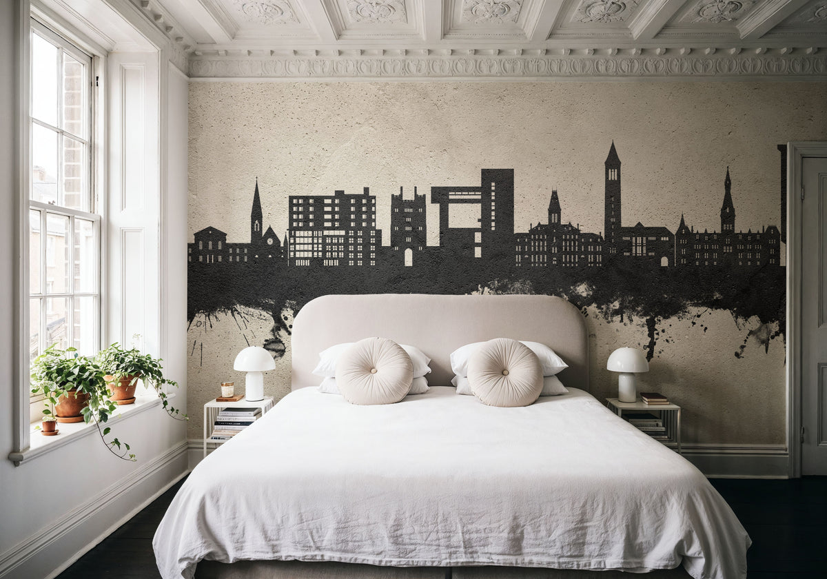 Ithaca New York Skyline Concrete Mural Wallpaper - room preview 05