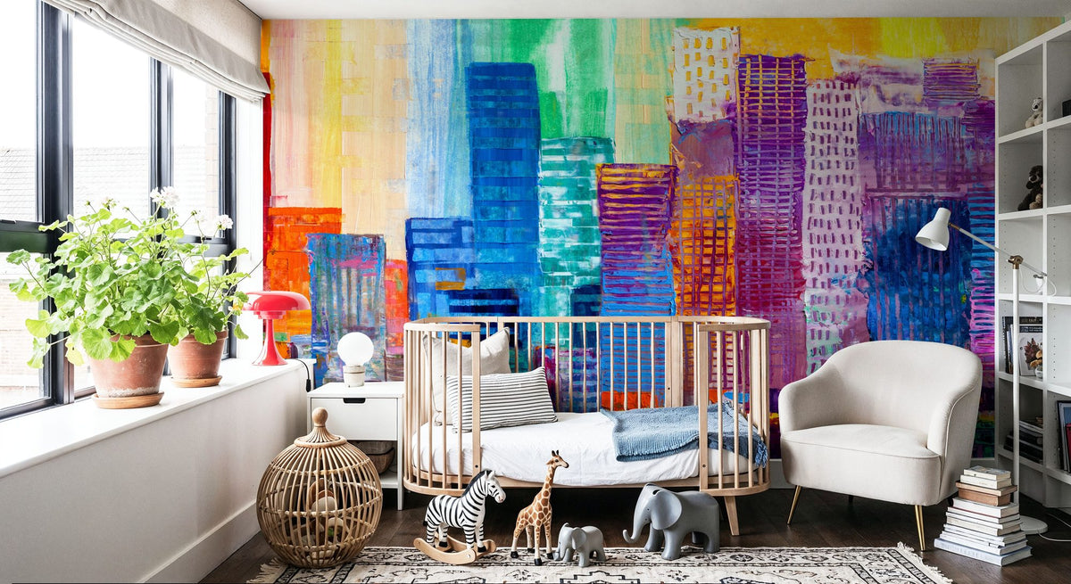 Sunset Metropolis Mural Wallpaper - room preview 05