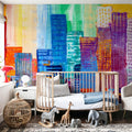 Sunset Metropolis Mural Wallpaper - room preview 05