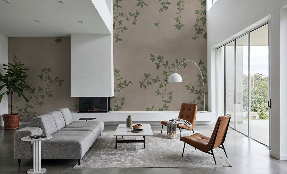 Oak Hollow, Beige Mural Wallpaper - room preview 05