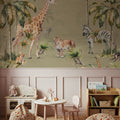 Whimsical Wildlife Sage Mural Wallpaper - room preview 05