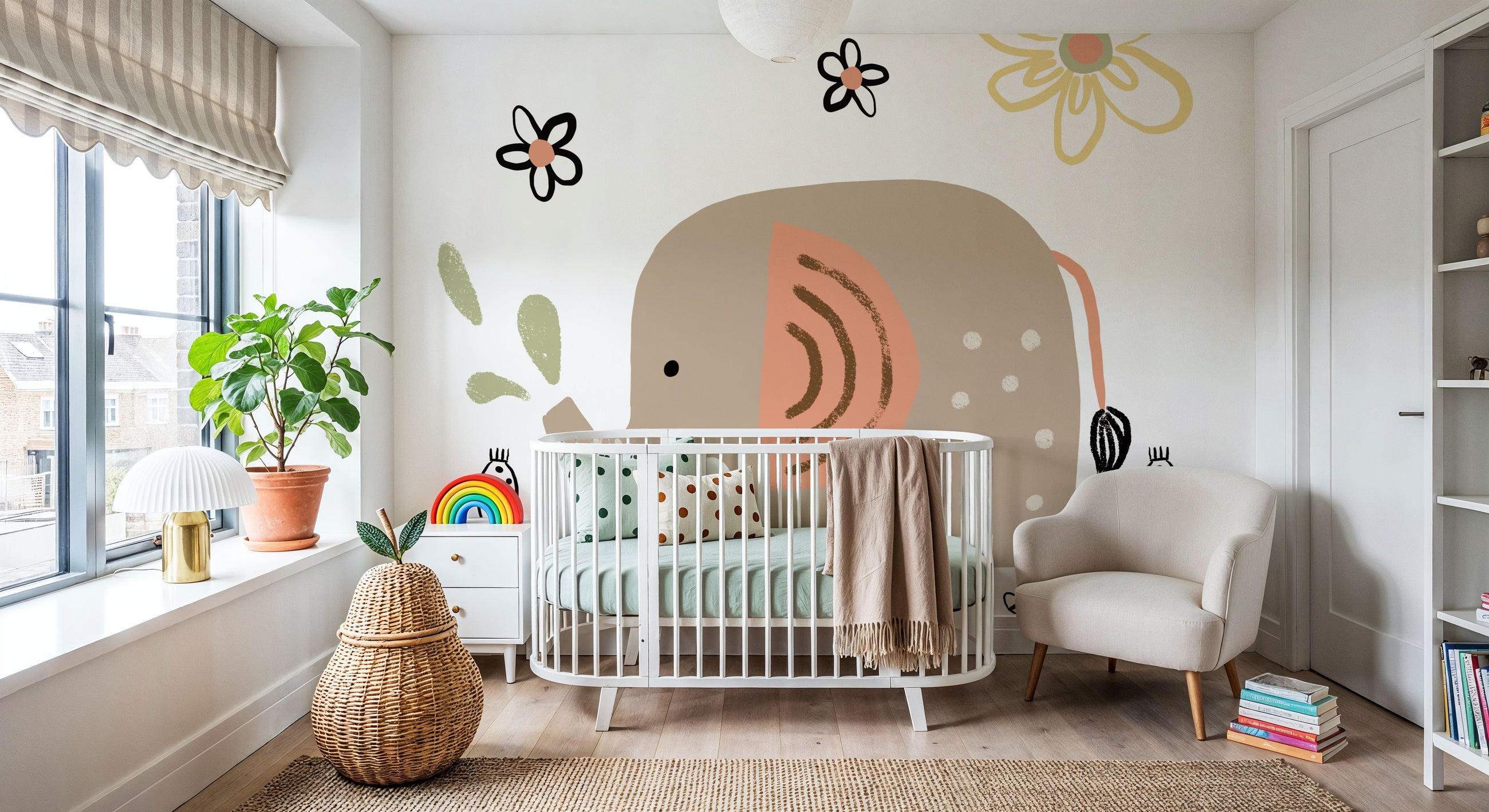 Baby Elephant Mural Wallpaper