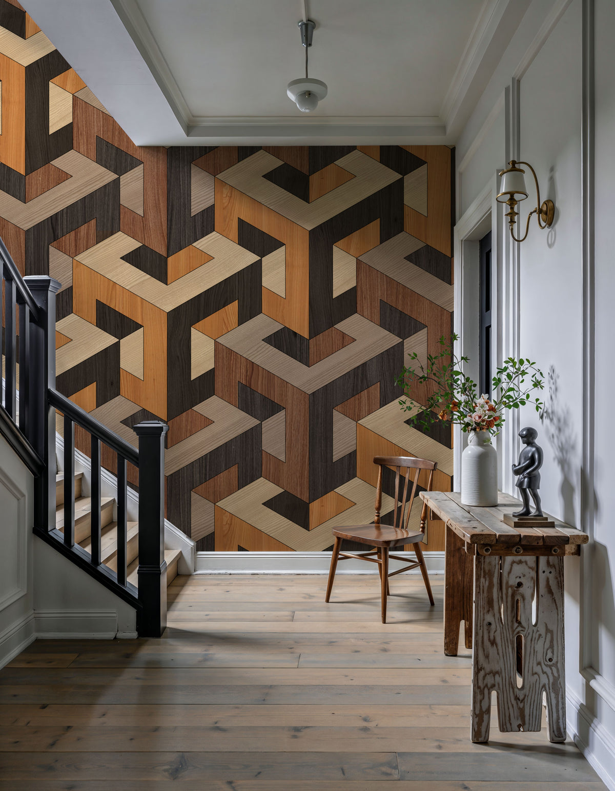 Stacking Wood Mural Wallpaper - room preview 05