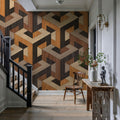 Stacking Wood Mural Wallpaper - room preview 05