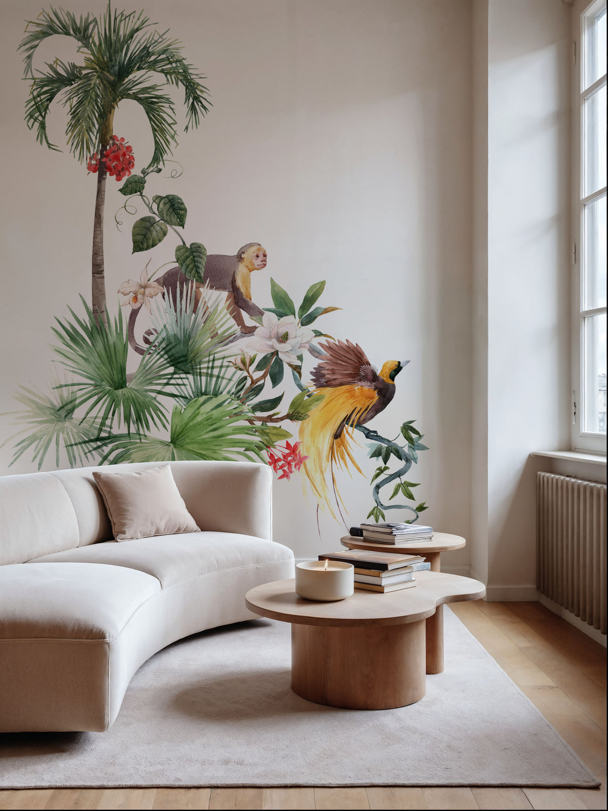 Paradise Bird and Monkey Mural Wallpaper - room preview 05