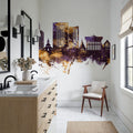 Yaoundé Cameroon Skyline Purple & Gold Mural Wallpaper - room preview 05