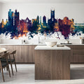 Stoke-on-Trent Skyline Blue & Bronze Mural Wallpaper - room preview 05