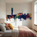 Malmö Sweden Skyline Blue & Bronze Mural Wallpaper - room preview 05