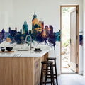 Mobile Alabama Skyline Blue & Bronze Mural Wallpaper - room preview 05