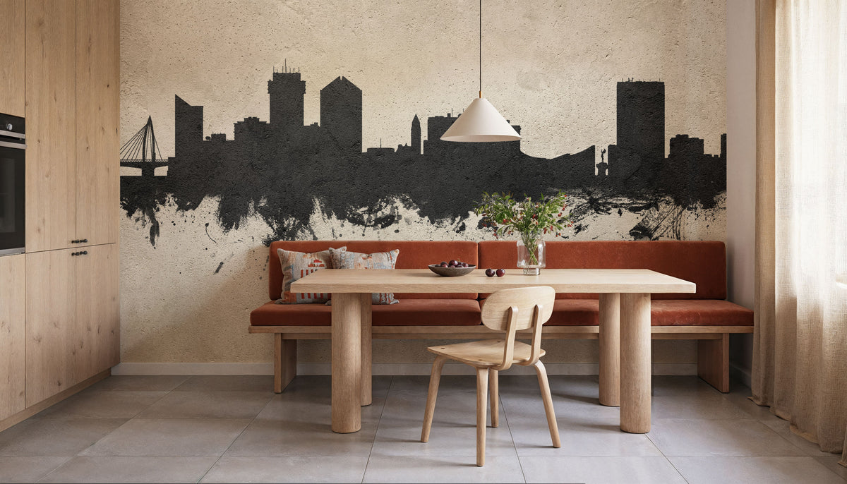 Wichita Kansas Skyline Concrete Mural Wallpaper - room preview 05