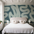 Modern Abstract, Teal Mural Wallpaper - room preview 05