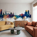 Halmstad Sweden Skyline Blue & Bronze Mural Wallpaper - room preview 05