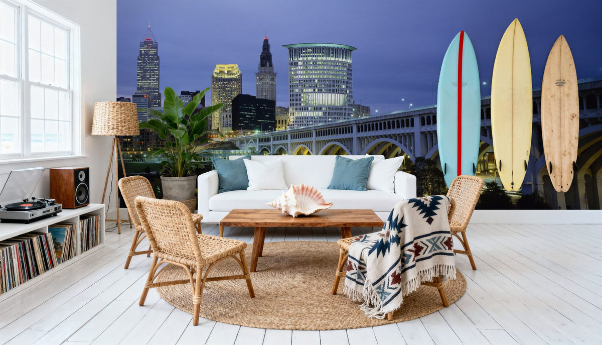 Twilight Bridge Mural Wallpaper - room preview 05