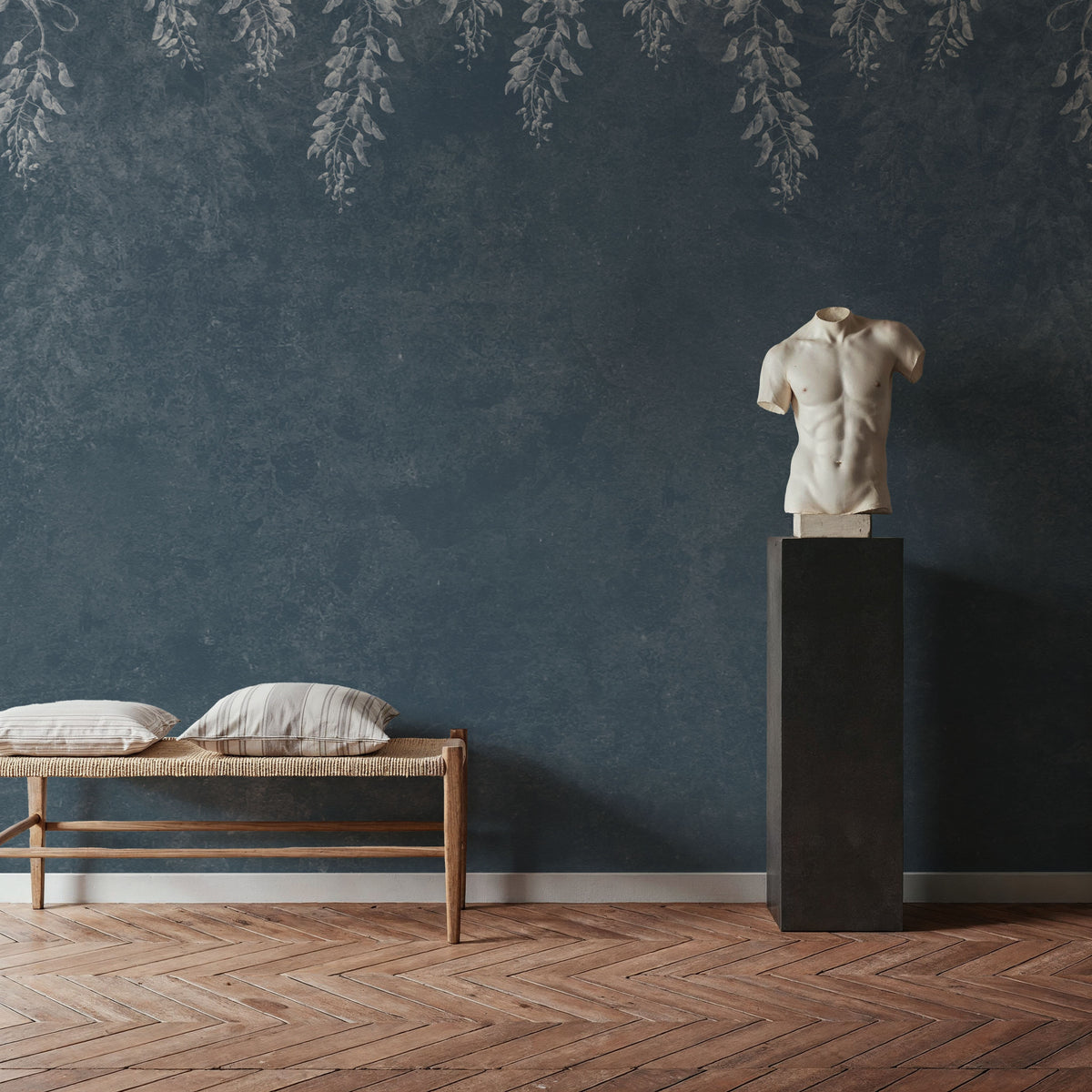 Welcome to Our Theatre, Dusty Prussian Blue Mural Wallpaper - room preview 05