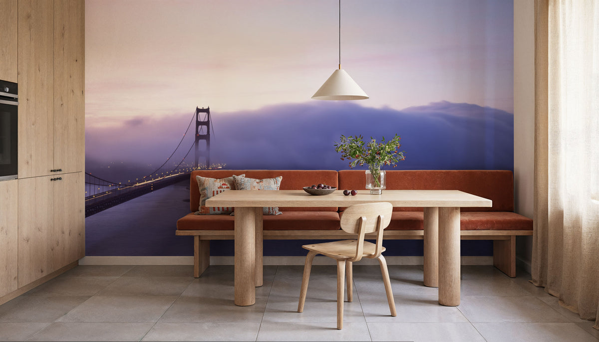 Misty Bridge Dawn Mural Wallpaper - room preview 05