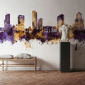Tegucigalapa Honduras Skyline Purple & Gold Mural Wallpaper - room preview 05