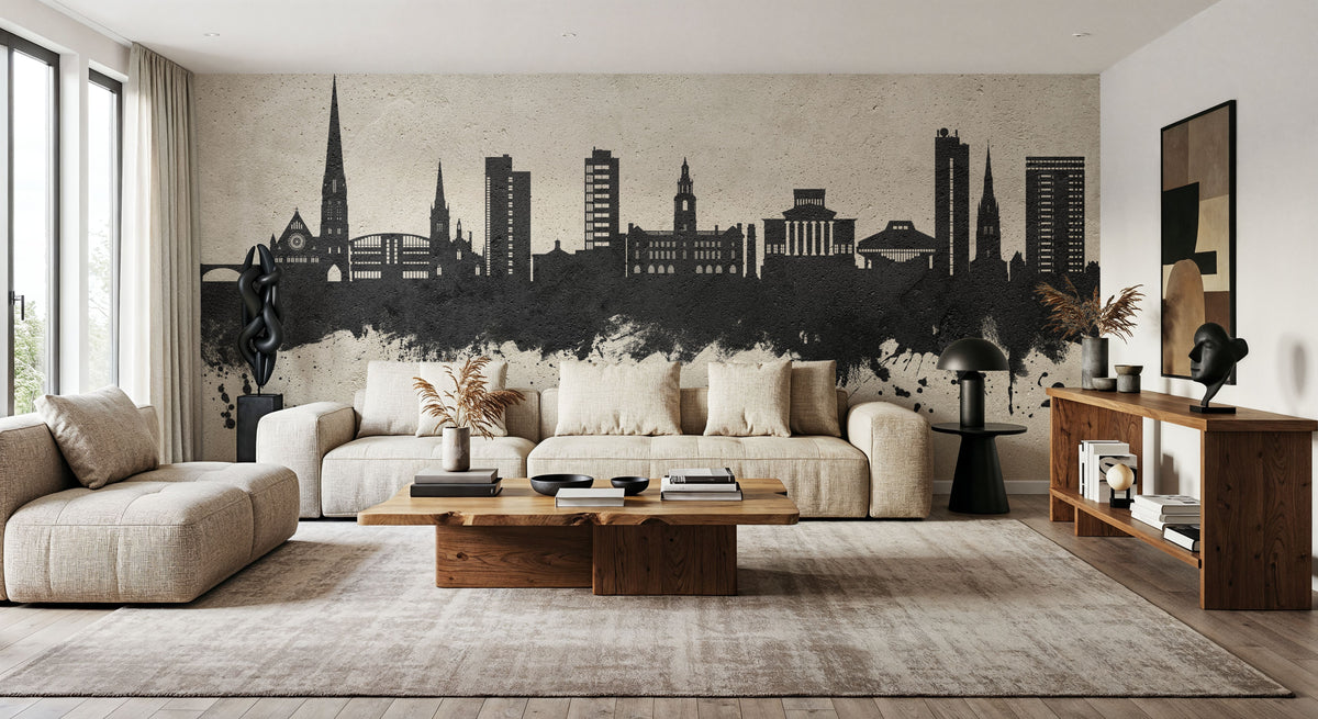 Preston England Skyline Concrete Mural Wallpaper - room preview 05