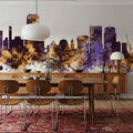 Wellington New Zealand Skyline Purple & Gold Mural Wallpaper - room preview 05