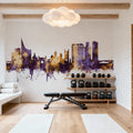 Reading England Skyline Purple & Gold Mural Wallpaper - room preview 05
