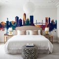 Jacksonville Florida Skyline Blue & Bronze Mural Wallpaper - room preview 05