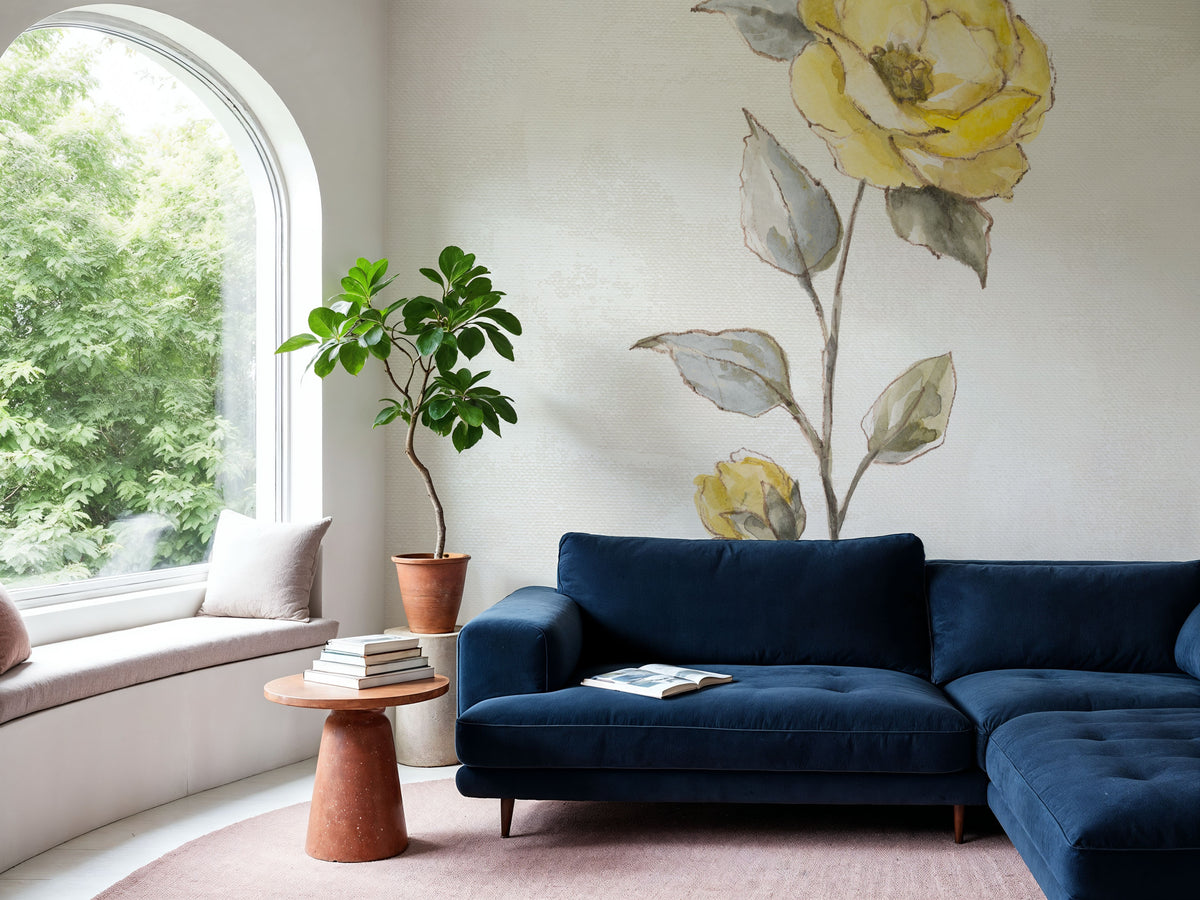 Sunny Roses Flower I Mural Wallpaper - room preview 05