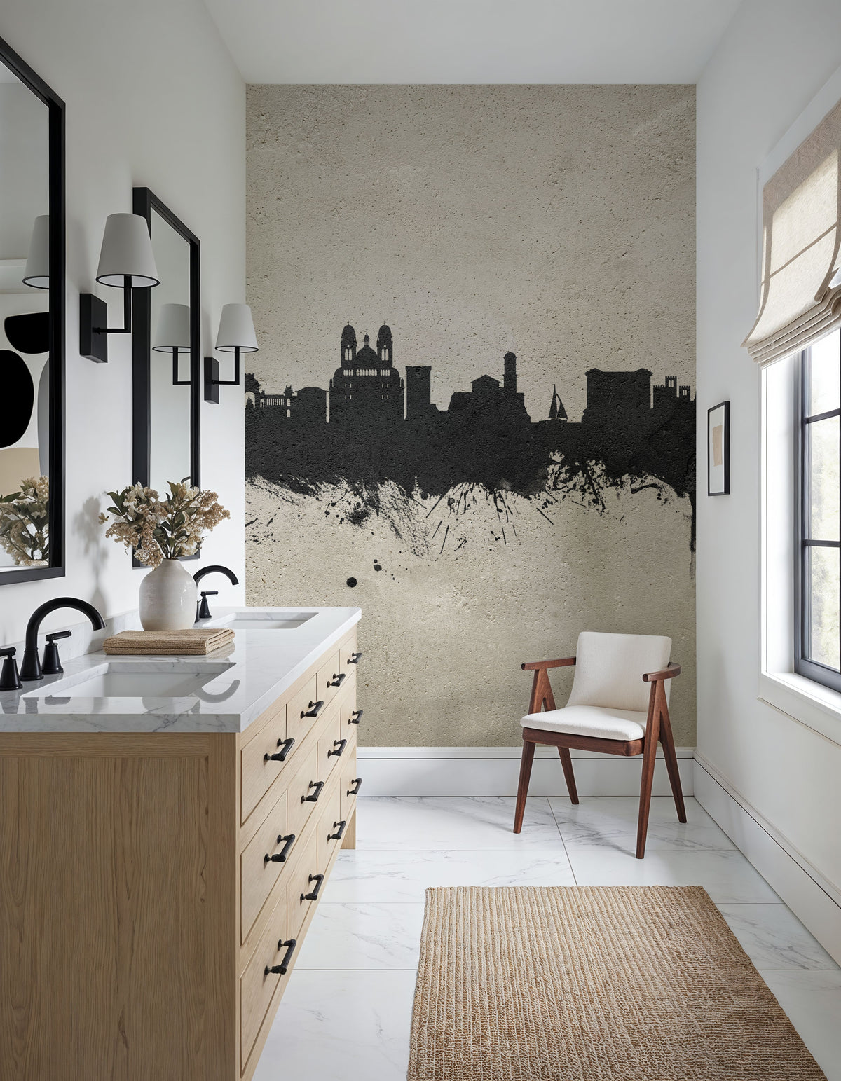 Marseille France Skyline Concrete Mural Wallpaper - room preview 05