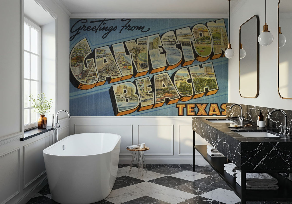 Greetings From Galveston Beach Mural Wallpaper - room preview 05