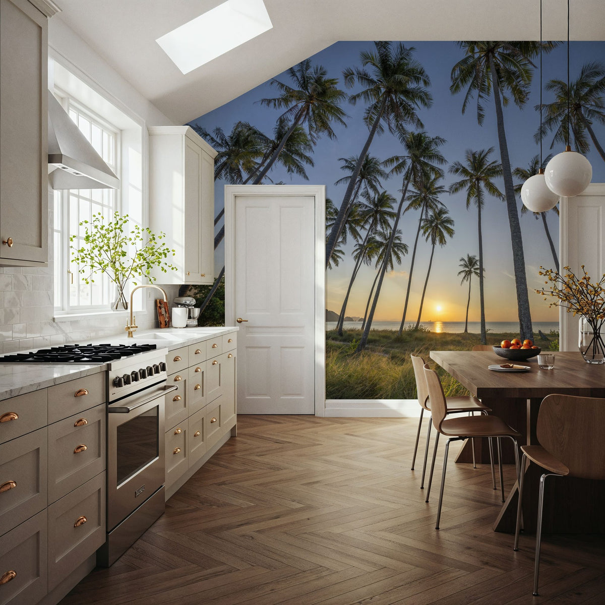 Golden Hour Palms Mural Wallpaper - Neutral Tone - room preview 05