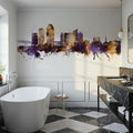 Shreveport Louisiana Skyline Purple & Gold Mural Wallpaper - room preview 05