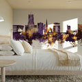 Guildford England Skyline Purpl & Gold Mural Wallpaper - room preview 05