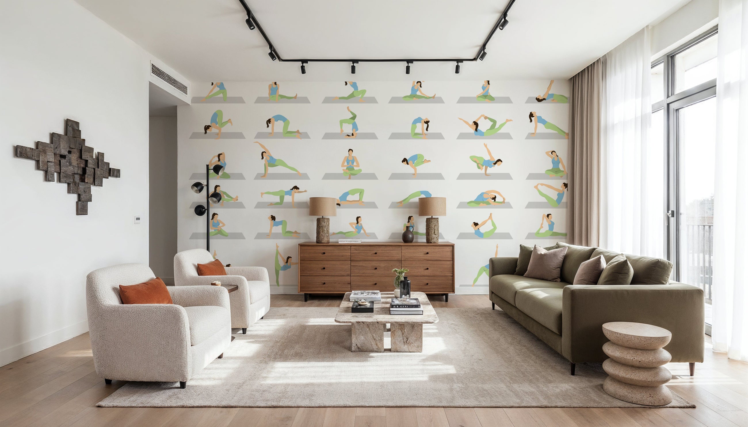 Yoga Set Mural Wallpaper