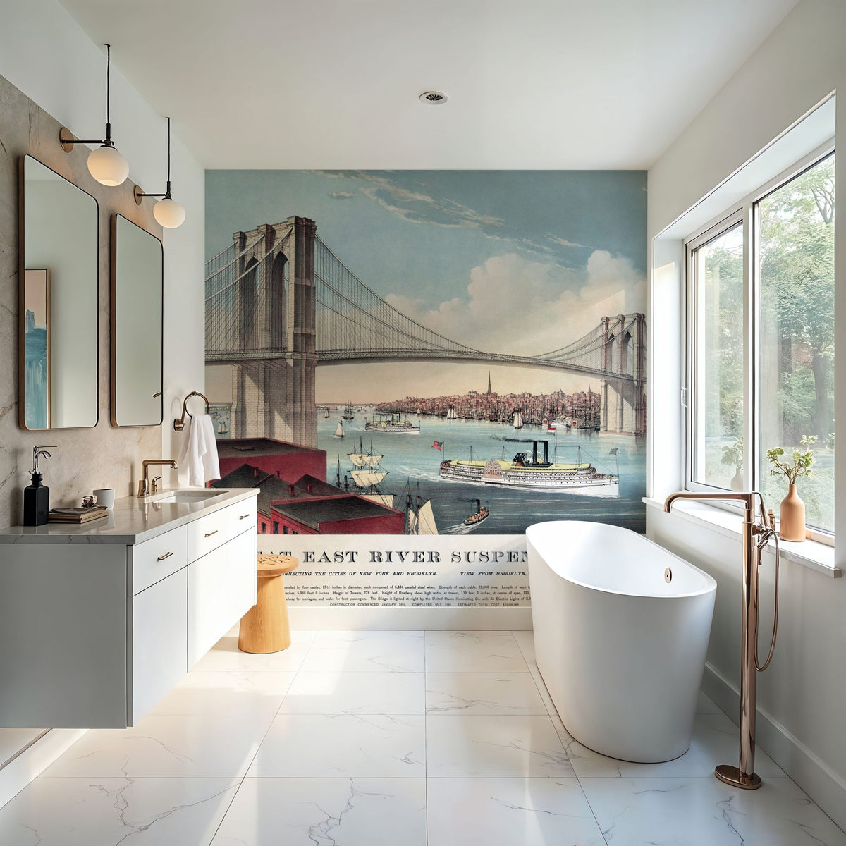 Dwellpaper Brrooklyn Bridge 1883 Mural Wallpaper image 5