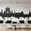 York England Skyline Black & White Mural Wallpaper - room preview 05