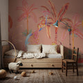 Colorful Jungle, Peach Mural Wallpaper - room preview 05