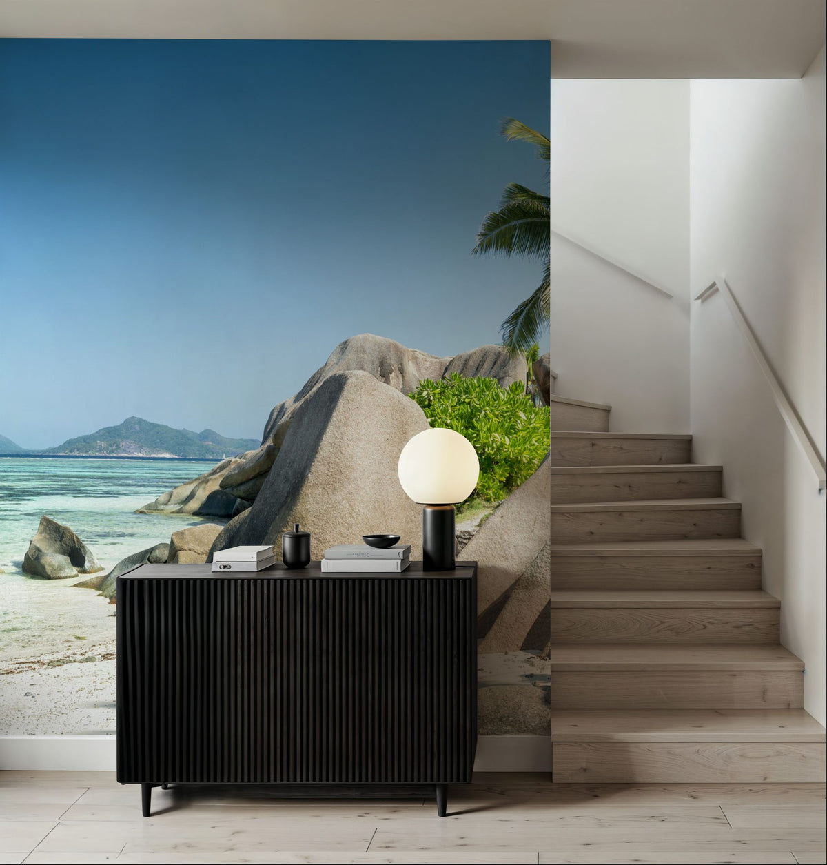 Rock Beach Mural Wallpaper - Blue Tone - room preview 05