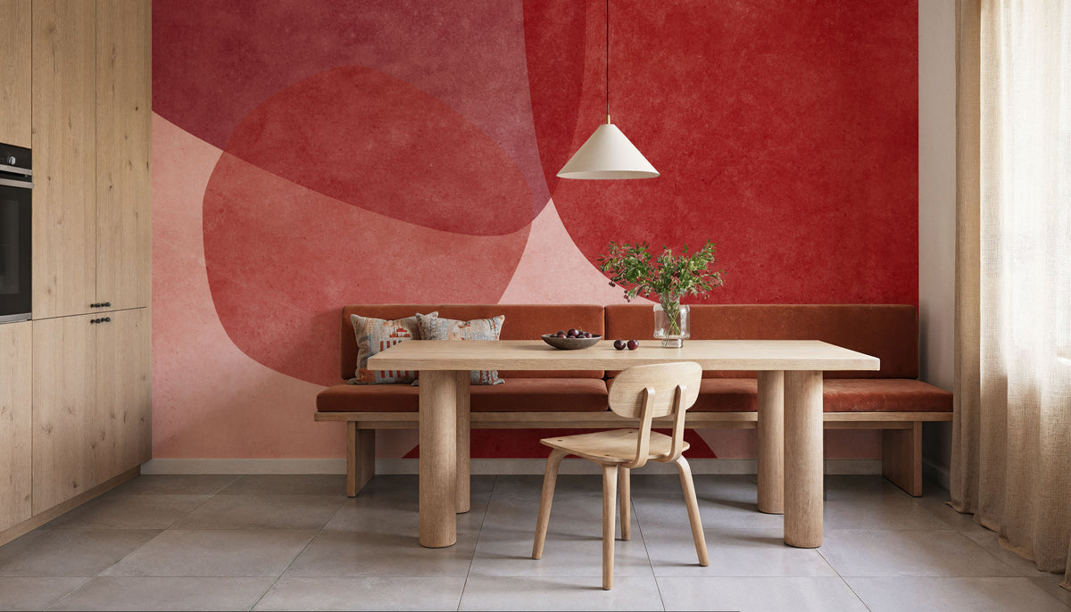 Embracing Shapes, Cherry Red Mural Wallpaper - room preview 05