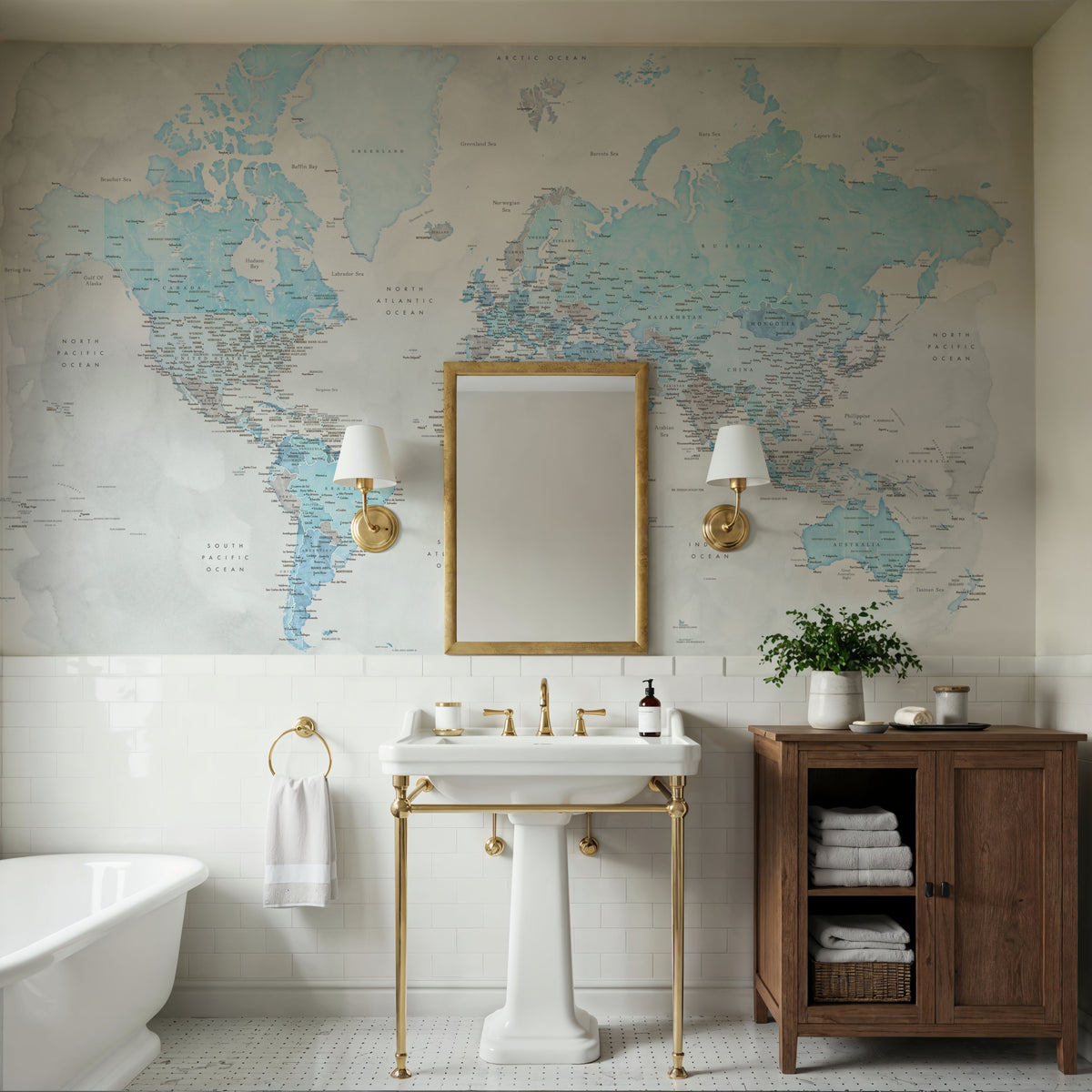 World Map Cities - Jabulani Mural Wallpaper - room preview 05