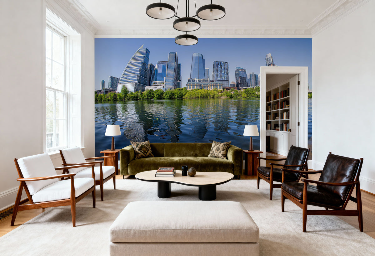 Urban Waterfront Mural Wallpaper - room preview 05