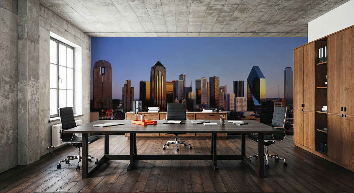 Golden Metropolis Dusk Mural Wallpaper - room preview 05